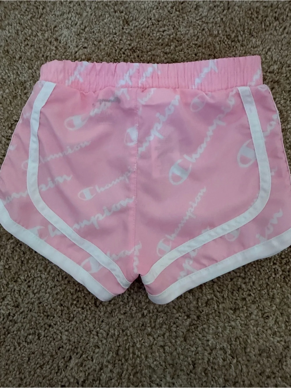 Champion Baby Girls Pink Script Print Running Shorts Size 6/9M Athletic Dolphin - Picture 3 of 7